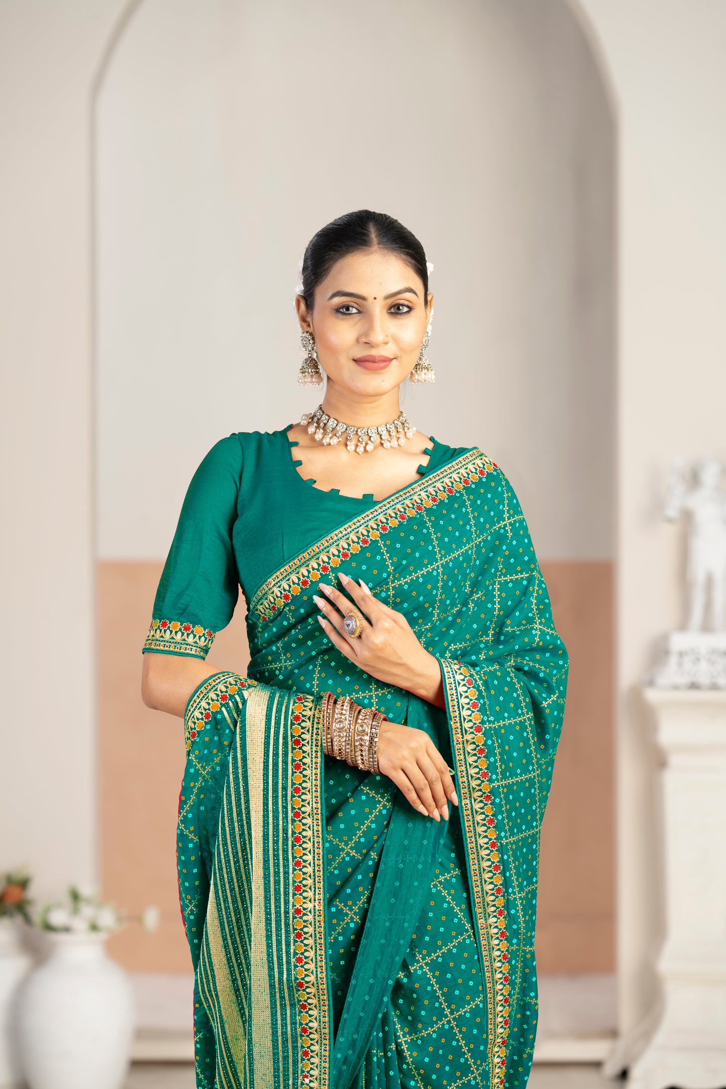 Designer jimmy chu Saree with Zari Borde