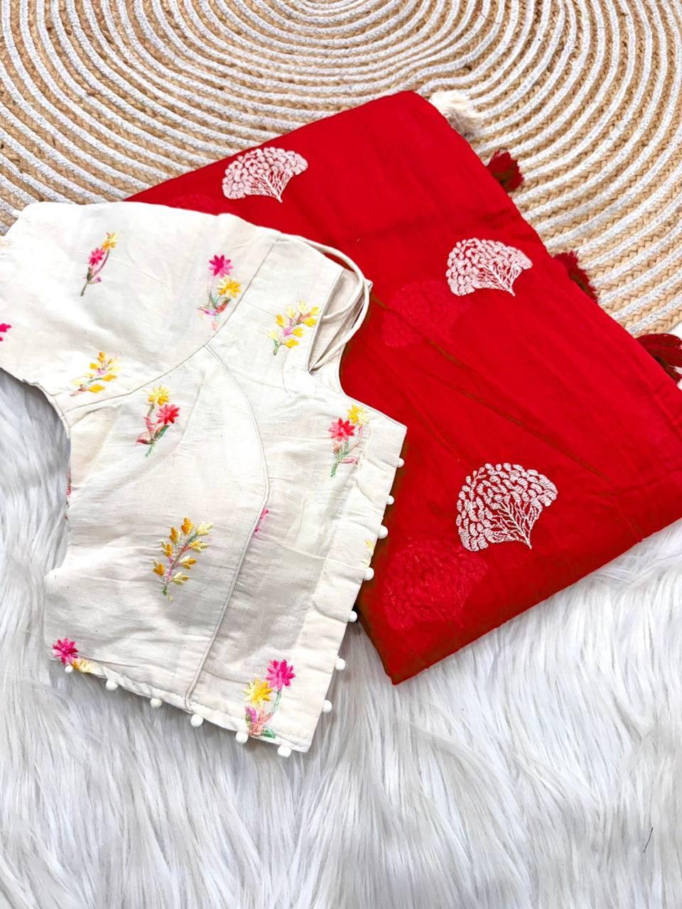 Pure Chanderi Cotton Multy Thread Work And Heavy Tussles
