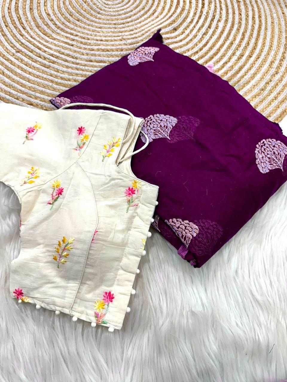 Pure Chanderi Cotton Multy Thread Work And Heavy Tussles