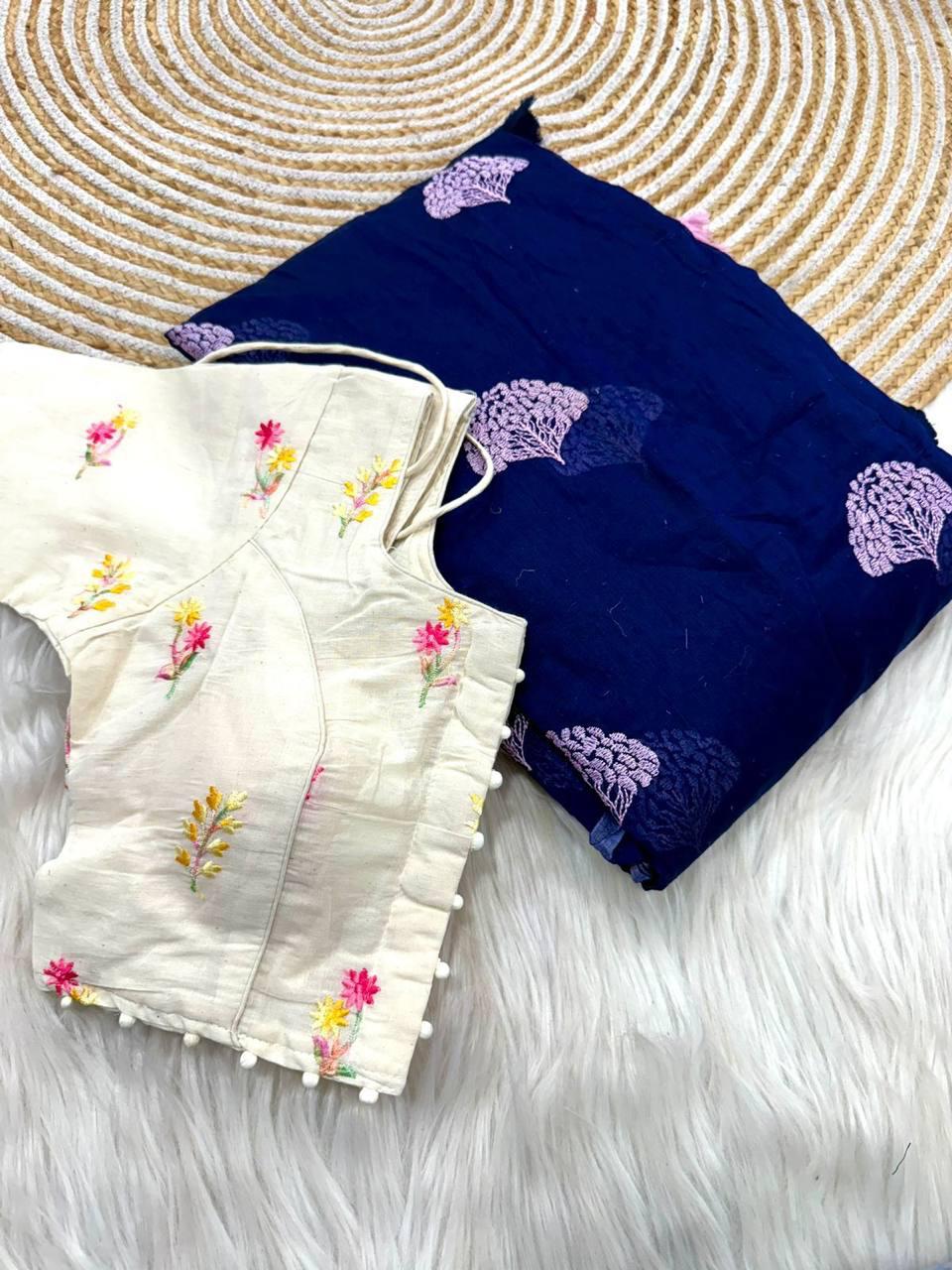 Pure Chanderi Cotton Multy Thread Work And Heavy Tussles