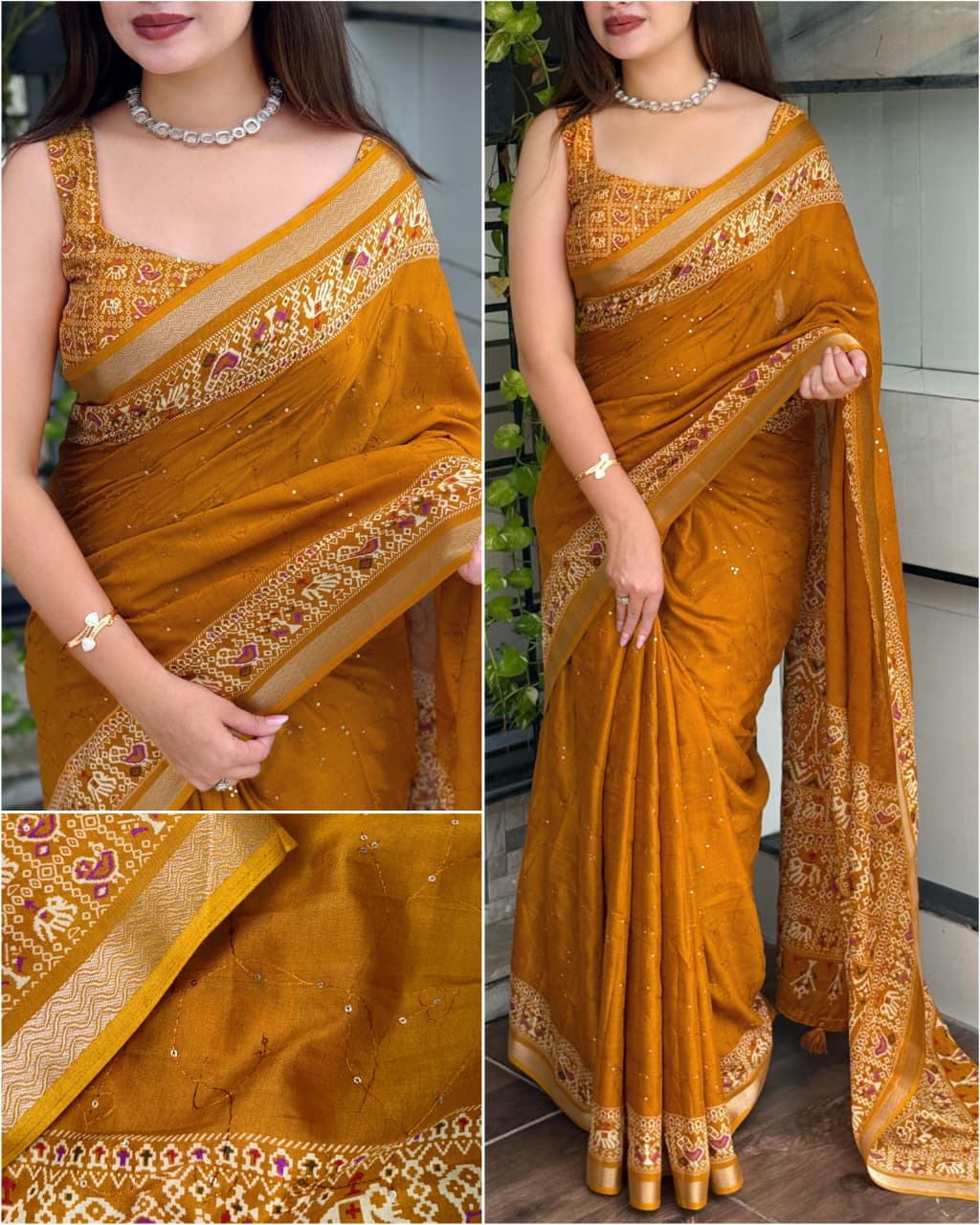 Effortless elegance meets vibrant charm with this Designer ajrakh printed beauty
