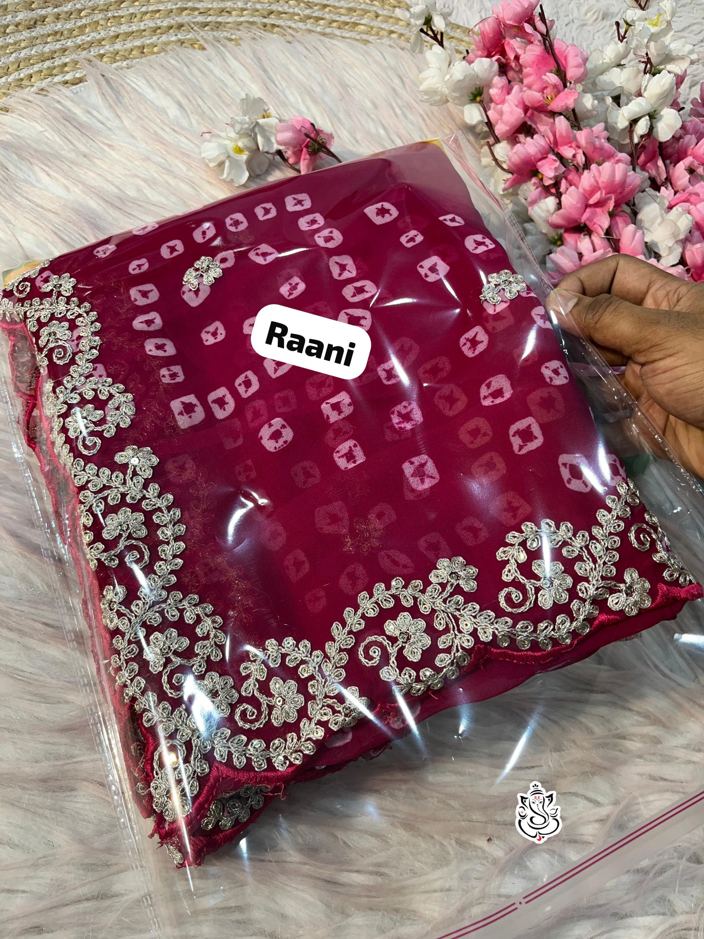 Beautiful Soft c*c Georgette Bandej Multi Color Print Saree