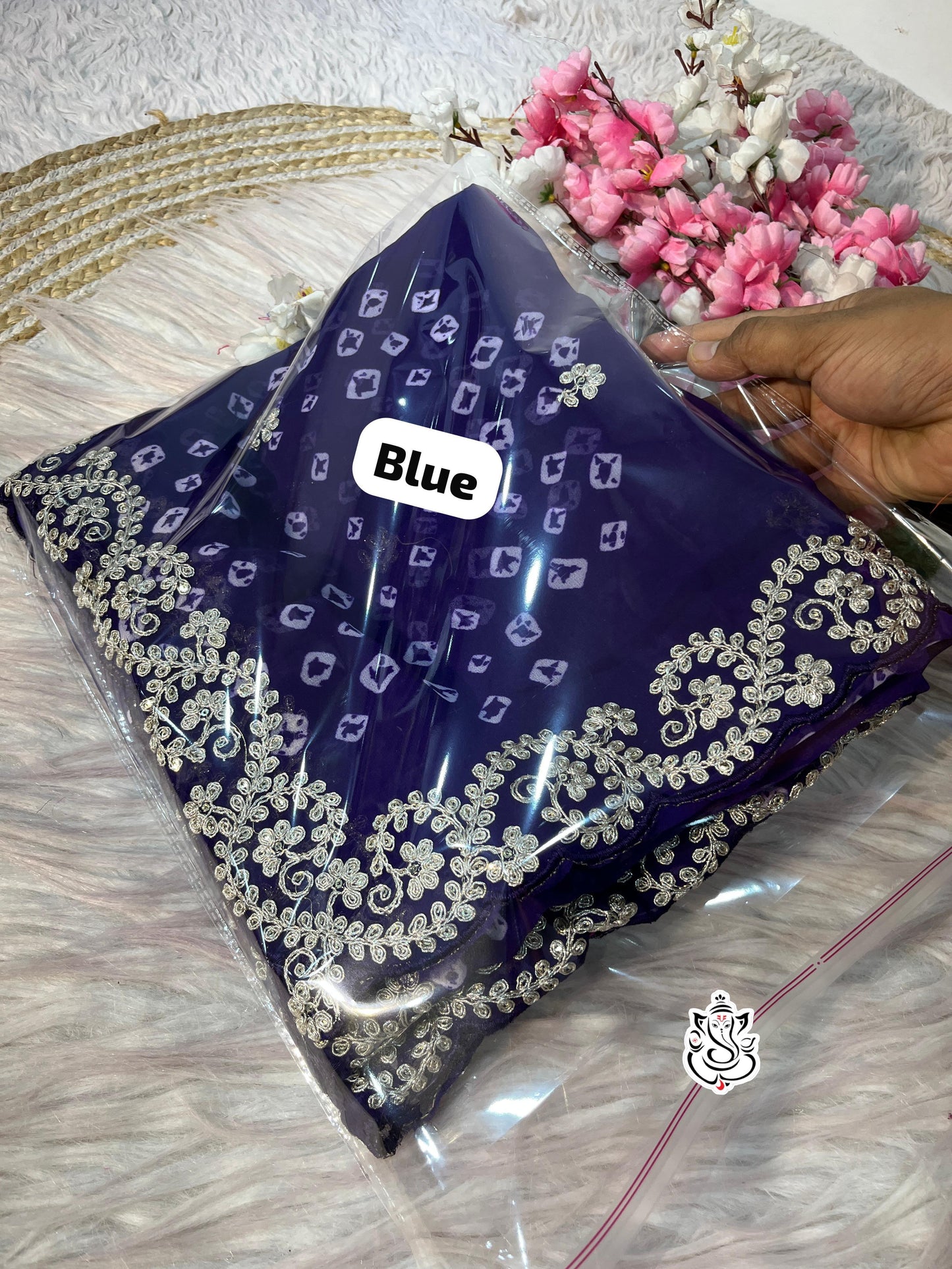 Beautiful Soft c*c Georgette Bandej Multi Color Print Saree