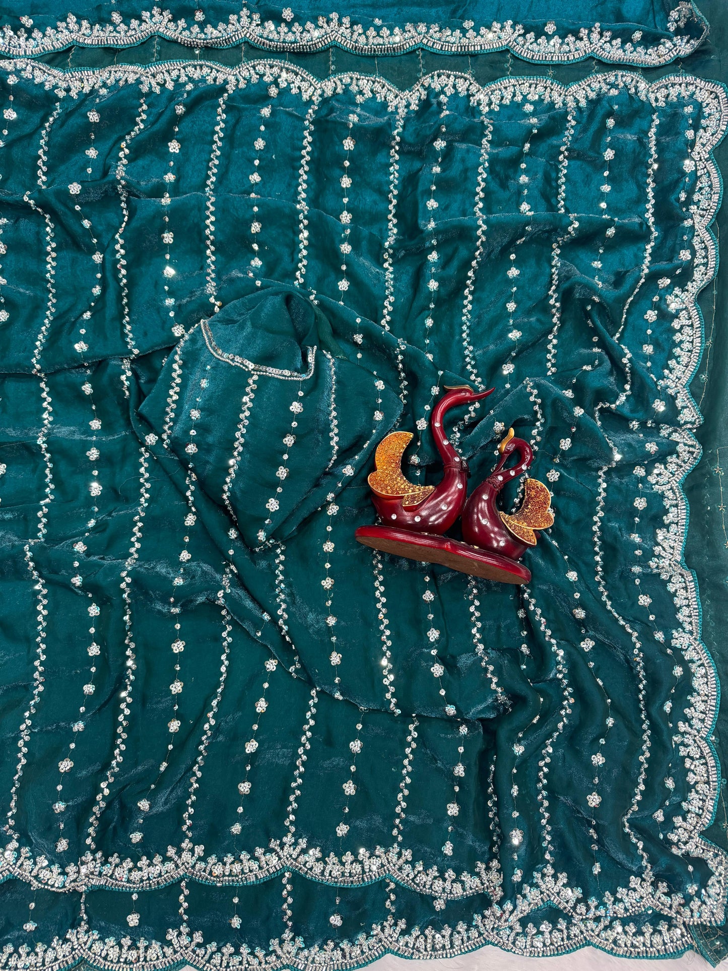 Beautiful Beads and Sequence Embroidery Work saree