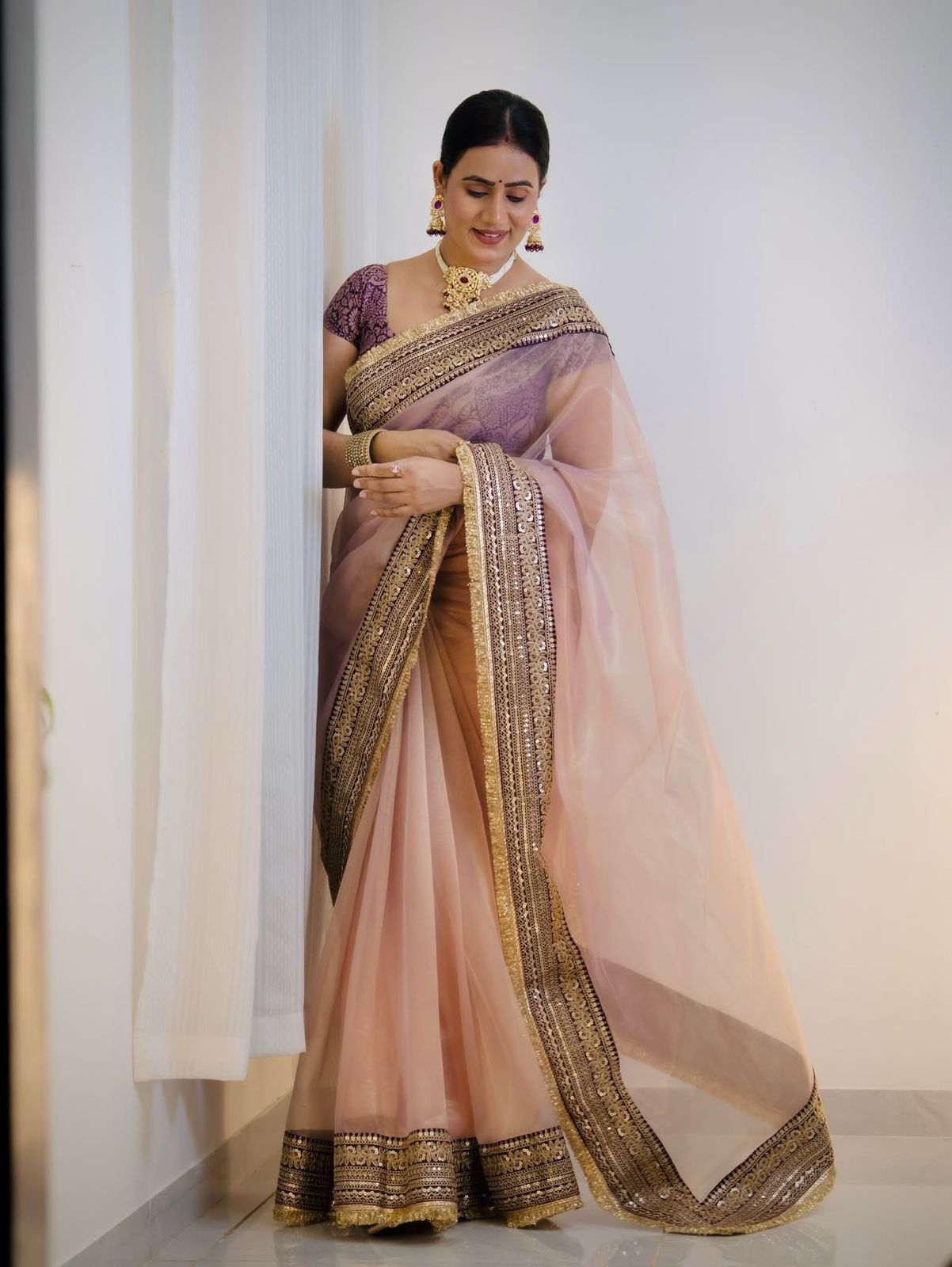 Beautiful Sequance And Dori Embroidery Work With Fancy Lace Border