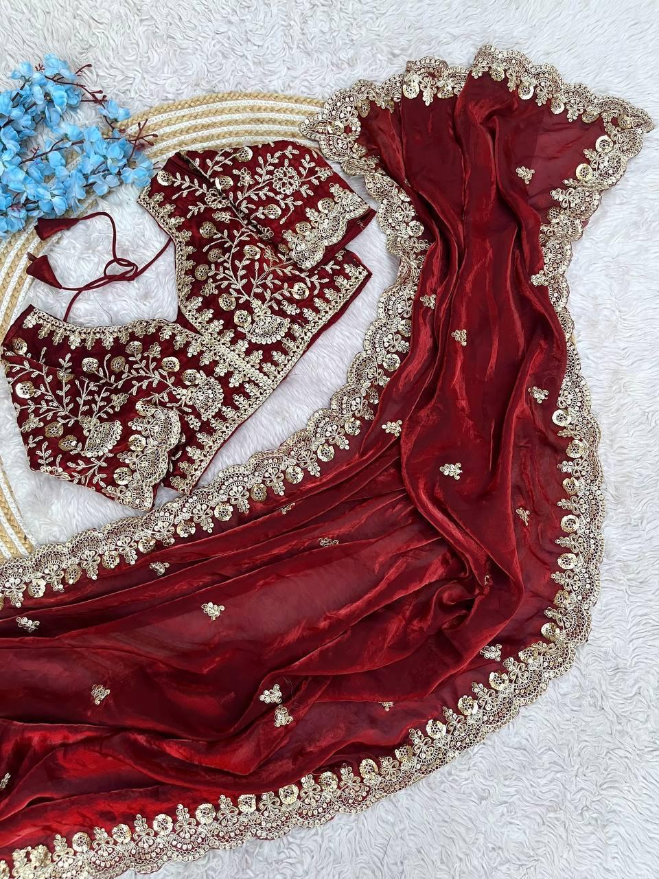 Graceful Fendy Silk Blooming Saree with sequence border