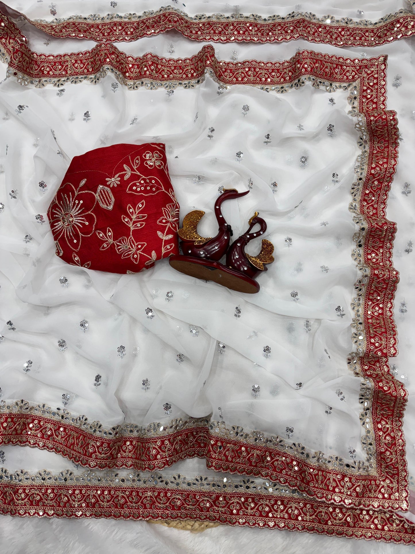 Sequins and dori embroidery with real mirrro work