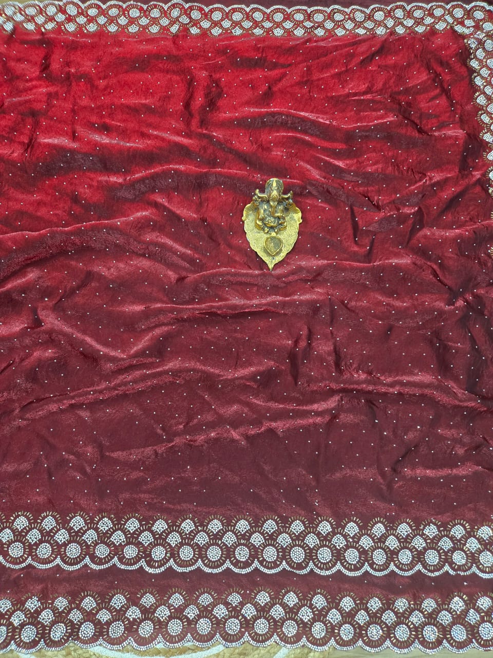 Luxury Space Silk Padding Saree with Original Jarkan Diamond Work