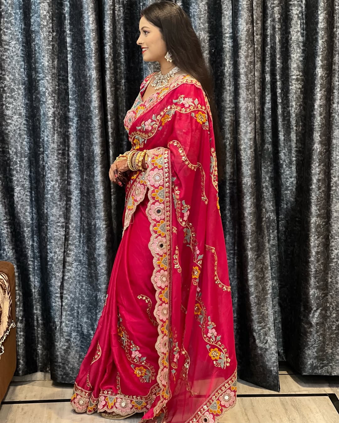 Premium Soft Rangoli Silk Saree with Real Mirror Embroidery