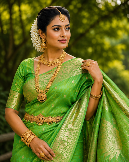 Elegant Pure Silk Gold Zari Saree | Timeless Ethnic Collection