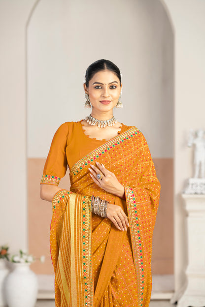 Designer jimmy chu  Saree with Zari Borde