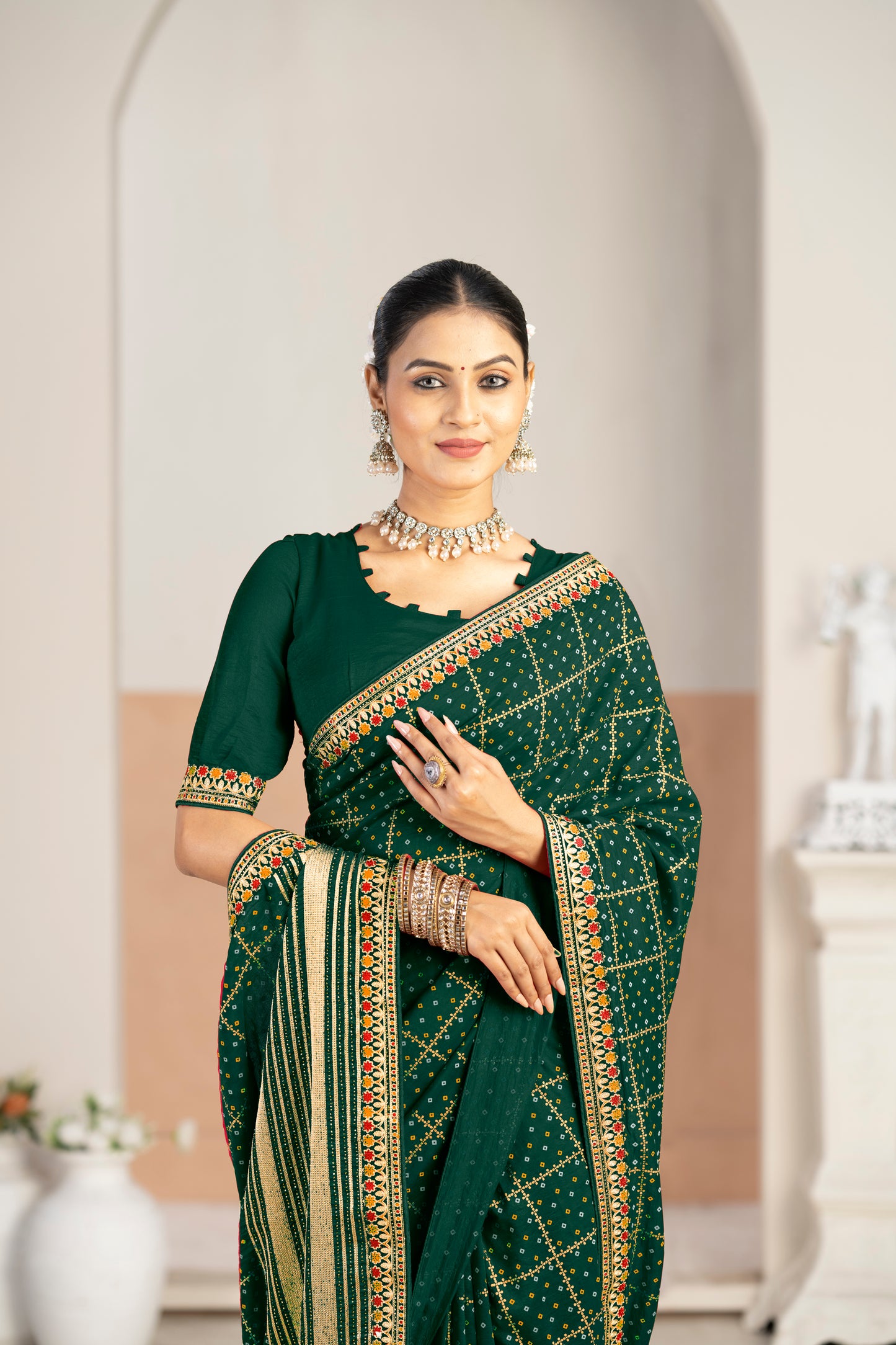 Designer jimmy chu  Saree with Zari Borde