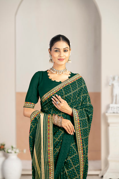 Designer jimmy chu  Saree with Zari Borde