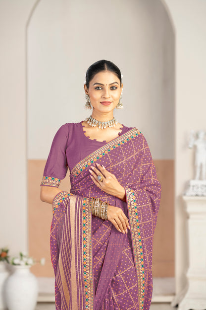 Designer jimmy chu  Saree with Zari Borde