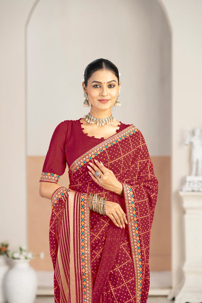 Designer jimmy chu  Saree with Zari Borde