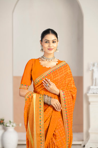Designer jimmy chu  Saree with Zari Borde