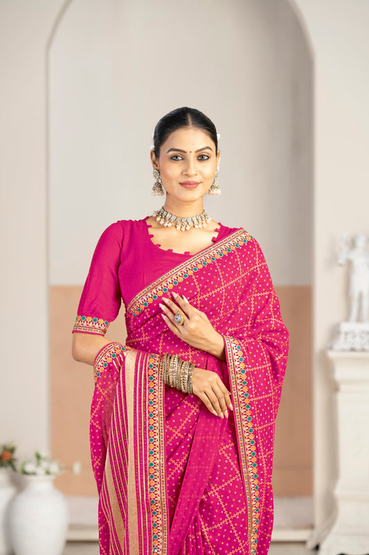 Designer jimmy chu  Saree with Zari Borde