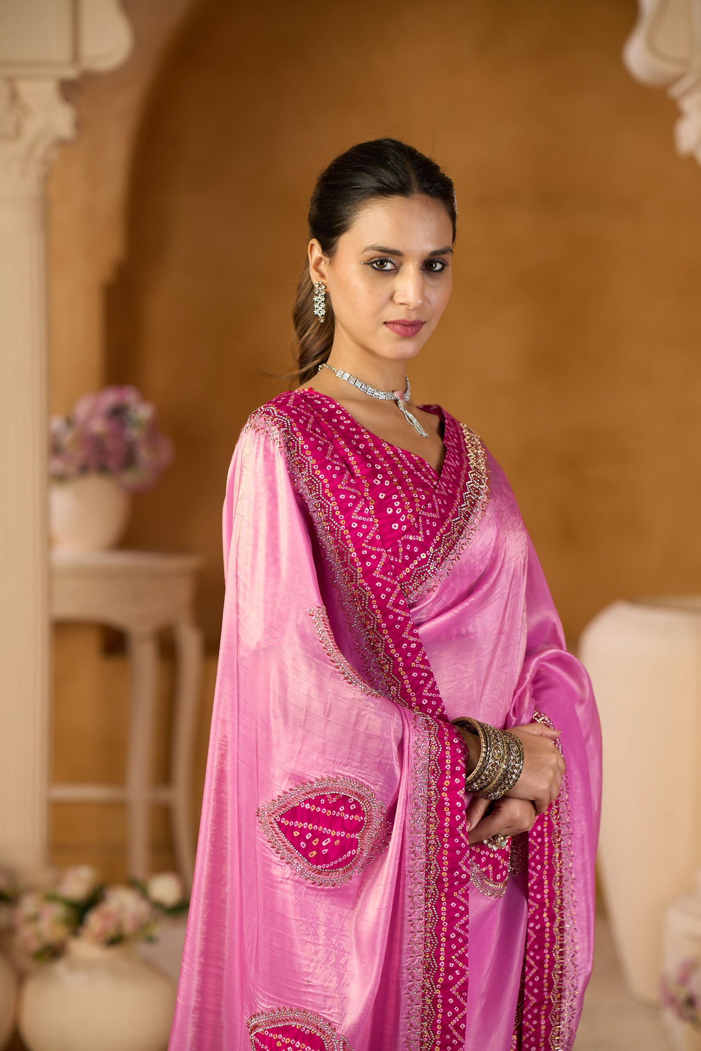 Designer Jimmy Choo Blooming Silk Saree – Soft Elegant Party Wear