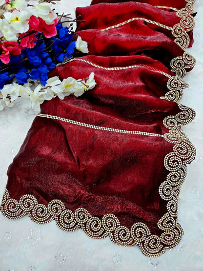 Royal Space Silk Saree with Sparkling Jarkhan Work