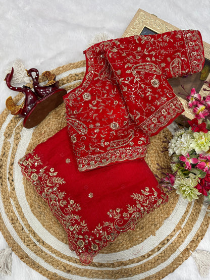 Beautiful  Frendy Chiffon  Sequence and Zari embroidery work