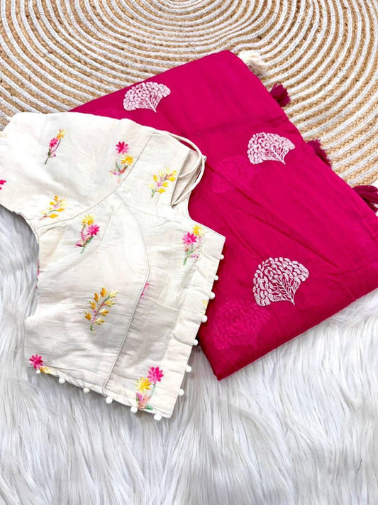 Pure Chanderi Cotton Multy Thread Work And Heavy Tussles