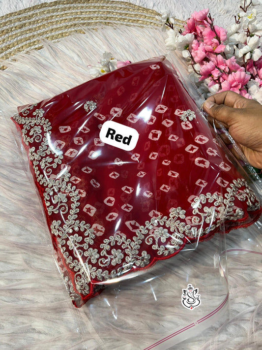 Beautiful Soft c*c Georgette Bandej Multi Color Print Saree