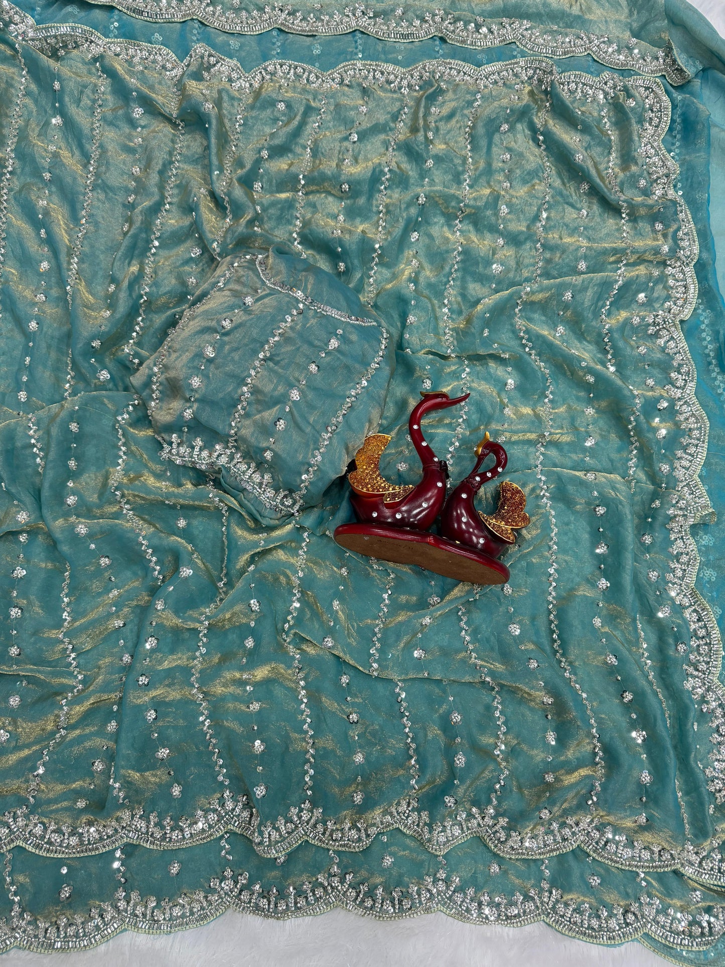 Beautiful Beads and  Sequence Embroidery Work saree