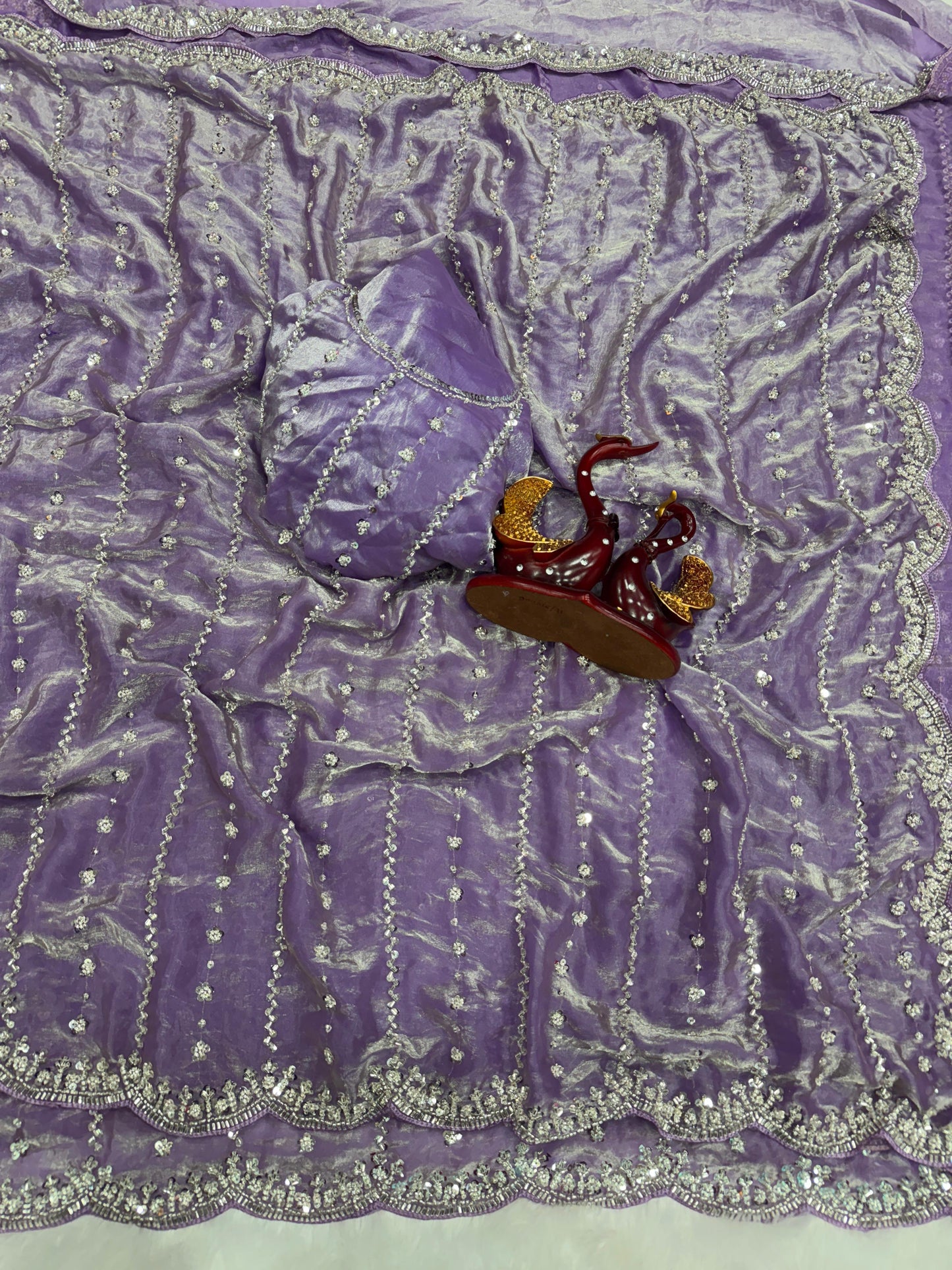 Beautiful Beads and  Sequence Embroidery Work saree
