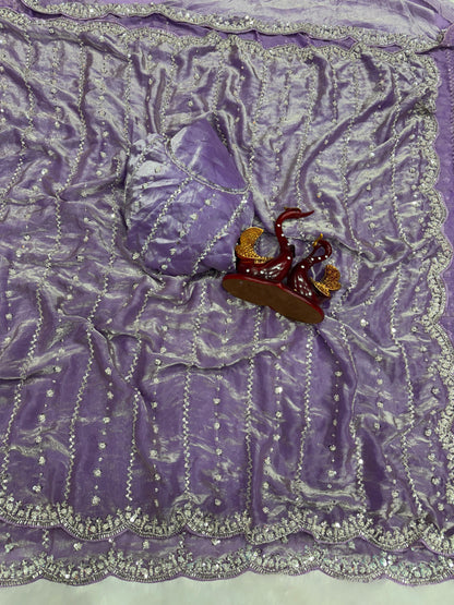 Beautiful Beads and  Sequence Embroidery Work saree
