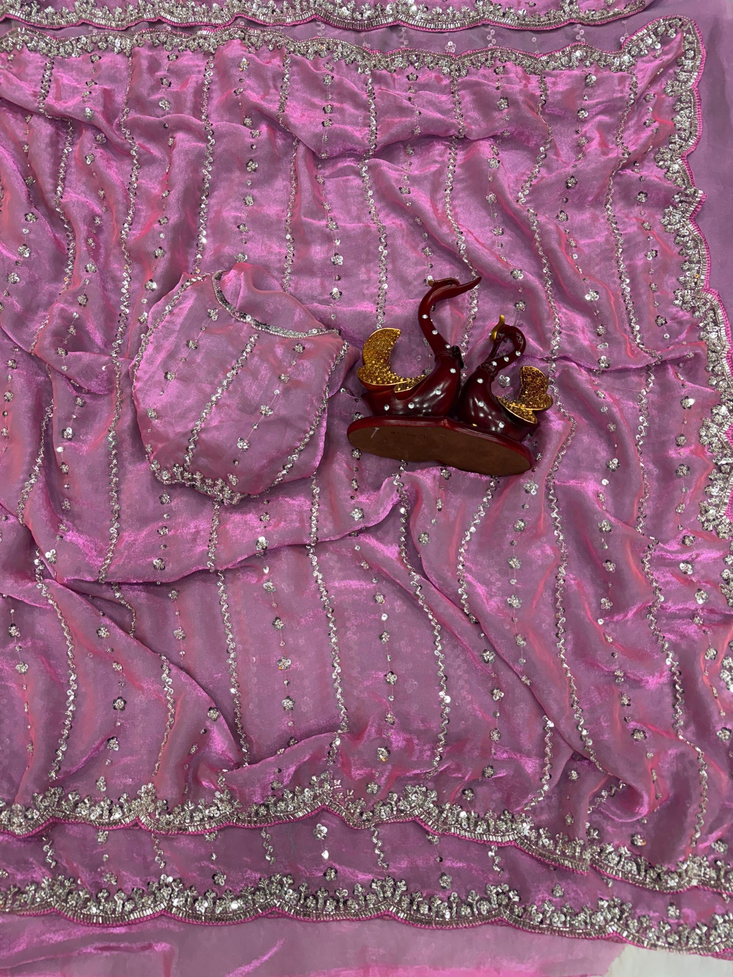 Beautiful Beads and  Sequence Embroidery Work saree