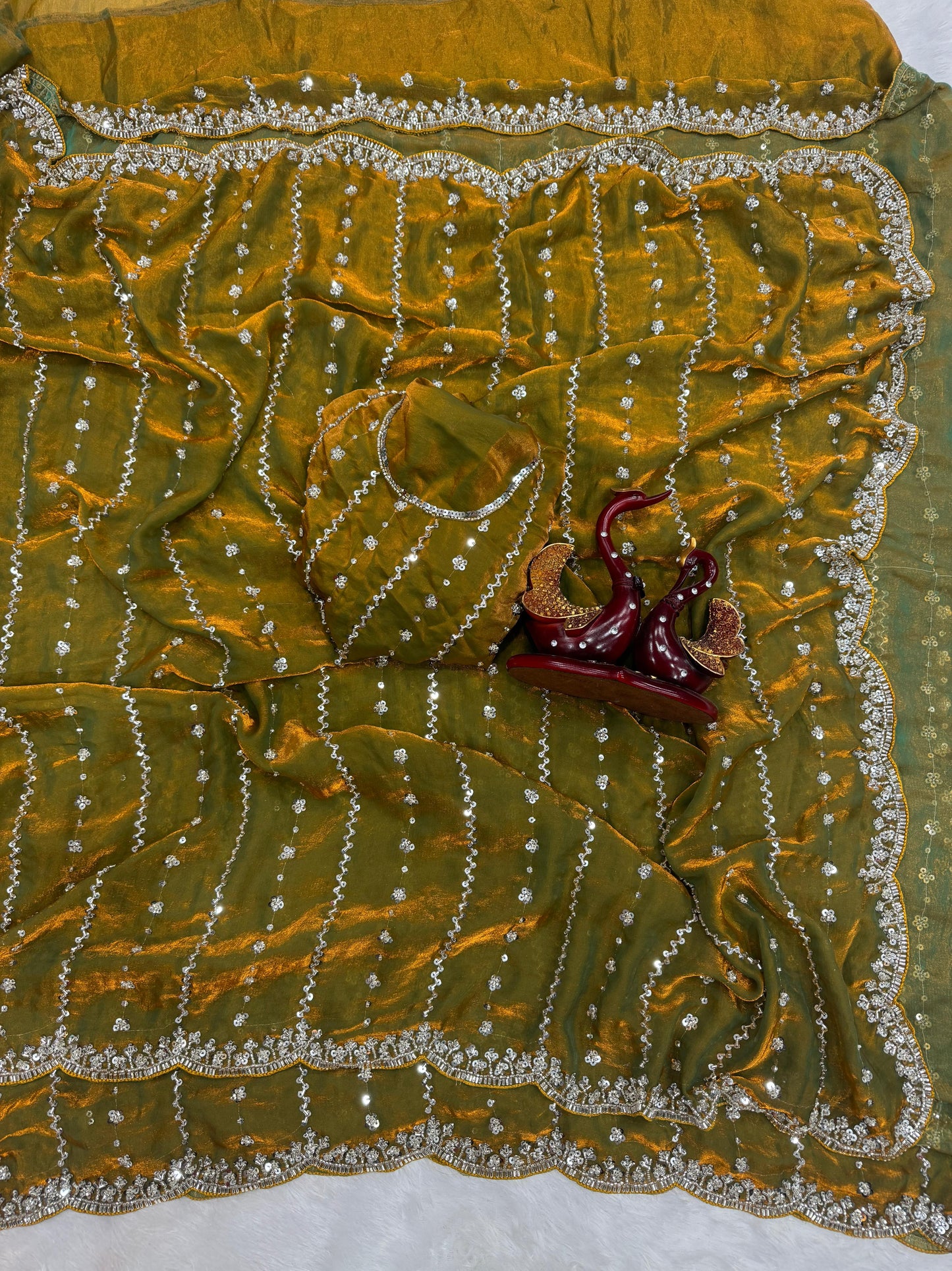 Beautiful Beads and  Sequence Embroidery Work saree