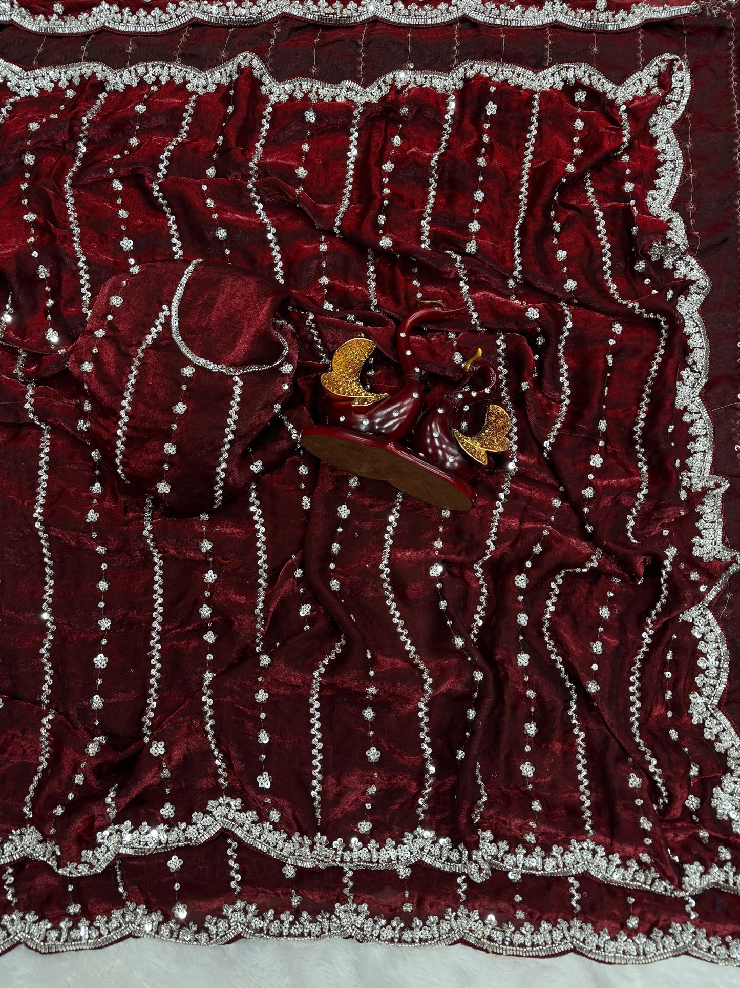 Beautiful Beads and  Sequence Embroidery Work saree
