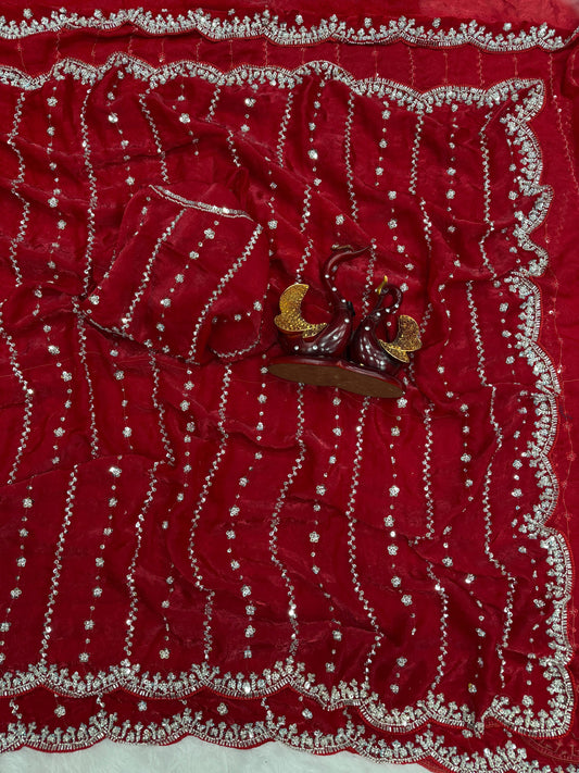 Beautiful Beads and  Sequence Embroidery Work saree