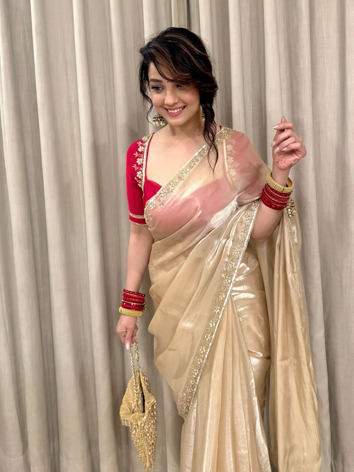 Beautiful Sequins and katdana handwork saree
