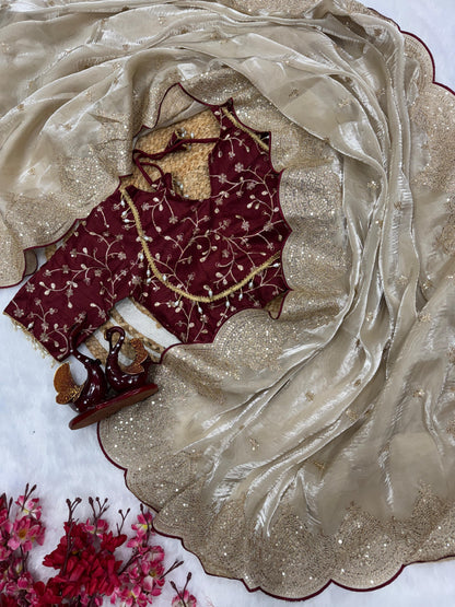 Soft Jimmy chu Fabric  Trending designer saree