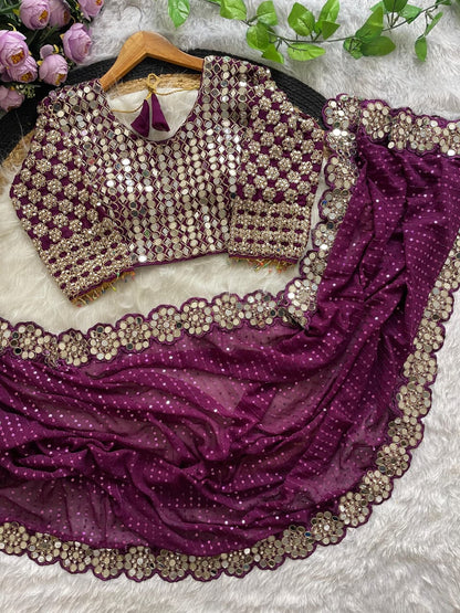 Heavy faux Georgette Blouse With Heavy Embroidery