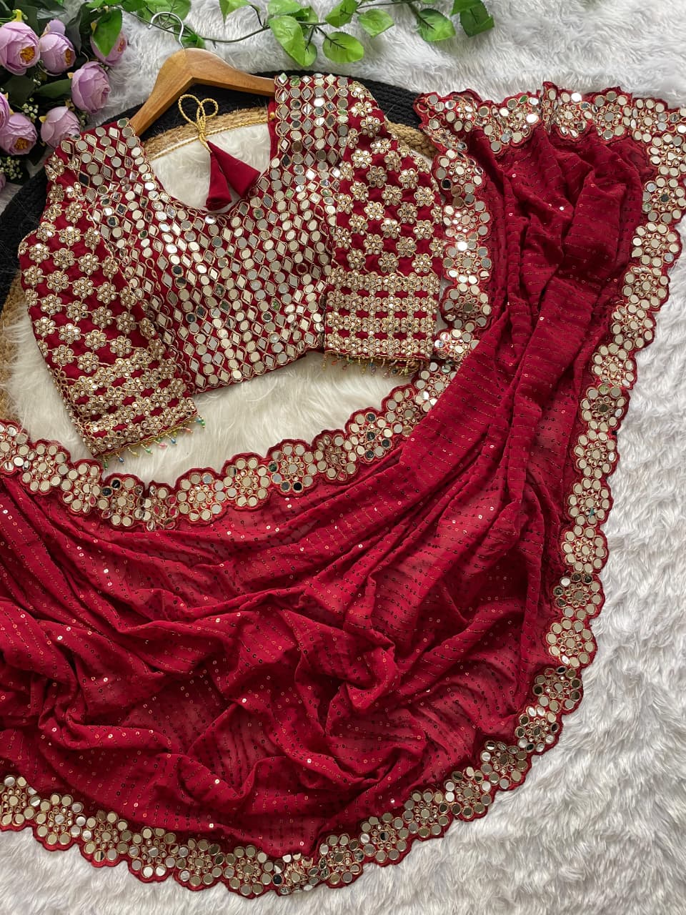Heavy faux Georgette Blouse With Heavy Embroidery