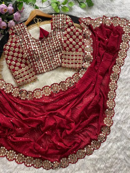 Heavy faux Georgette Blouse With Heavy Embroidery