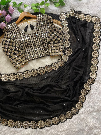 Heavy faux Georgette Blouse With Heavy Embroidery