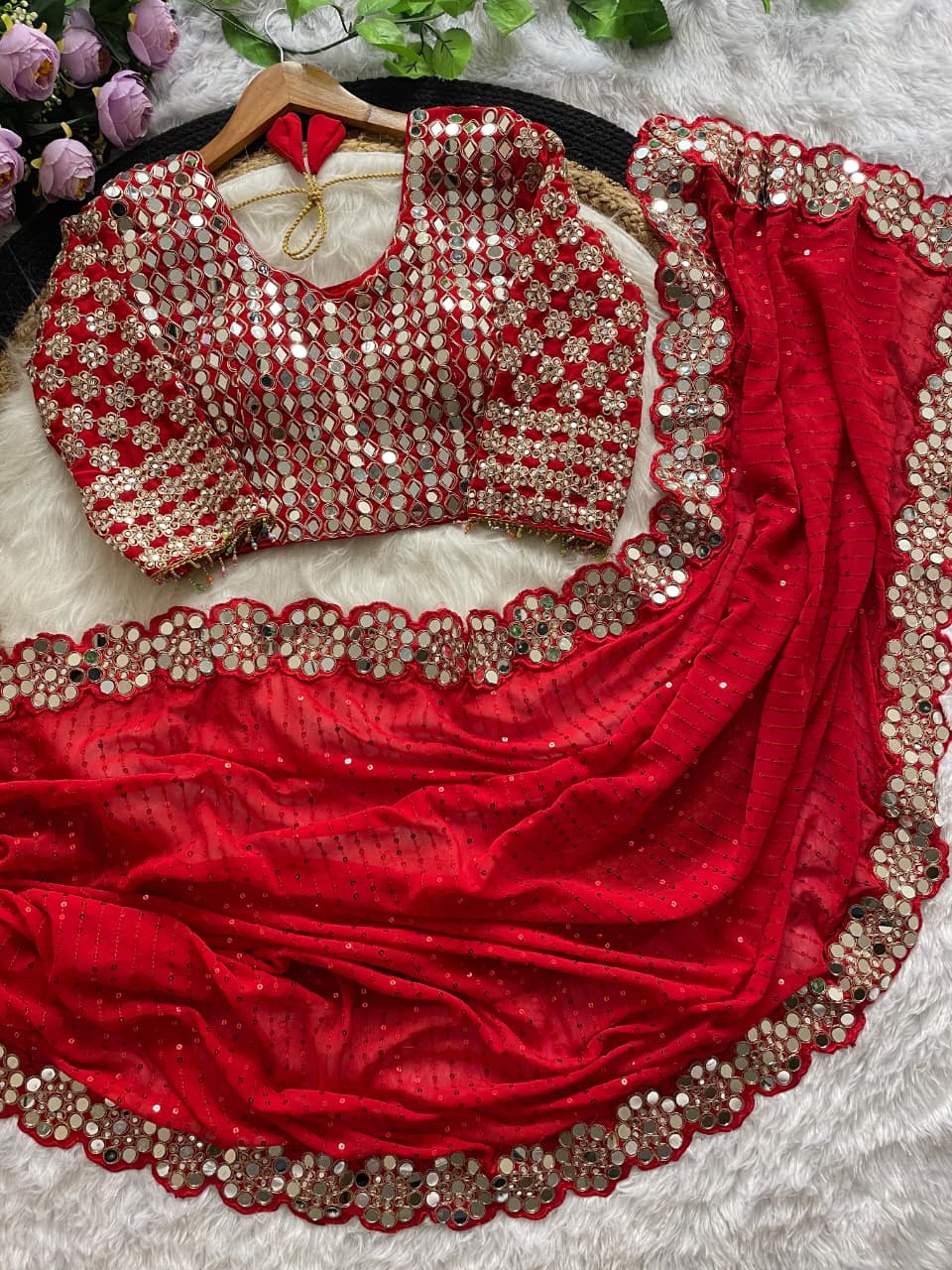 Heavy faux Georgette Blouse With Heavy Embroidery