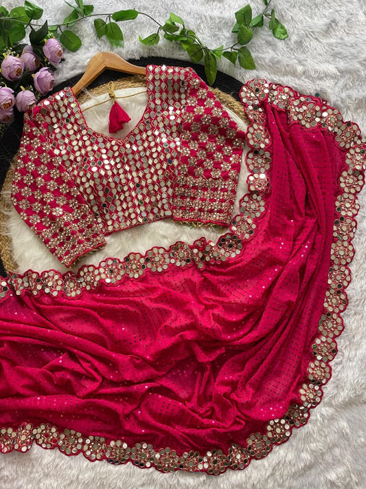 Heavy faux Georgette Blouse With Heavy Embroidery