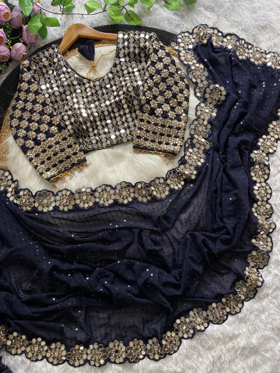 Heavy faux Georgette Blouse With Heavy Embroidery