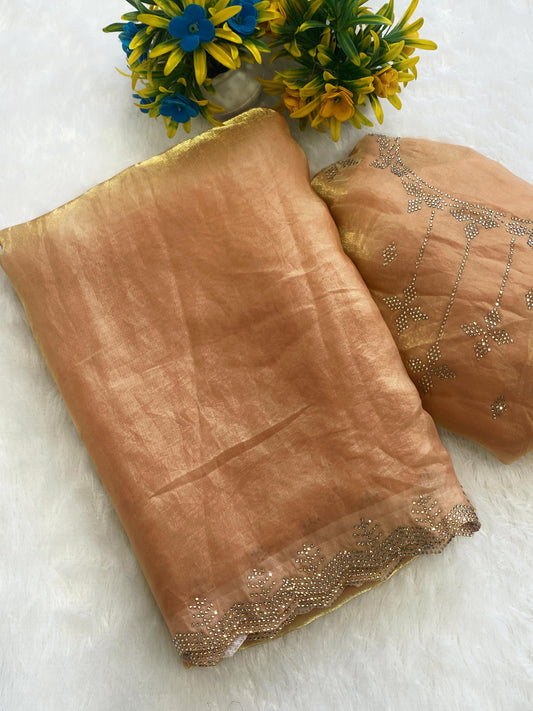 Beautiful fandy satin silk saree with zarkhad conecpt in diamond border.