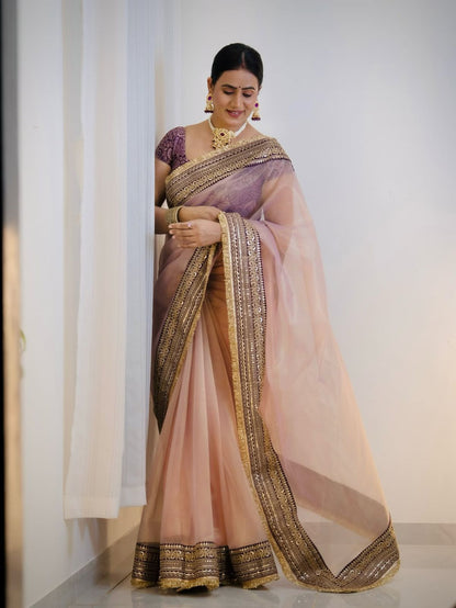 Beautiful Sequance And Dori Embroidery Work With Fancy Lace Border
