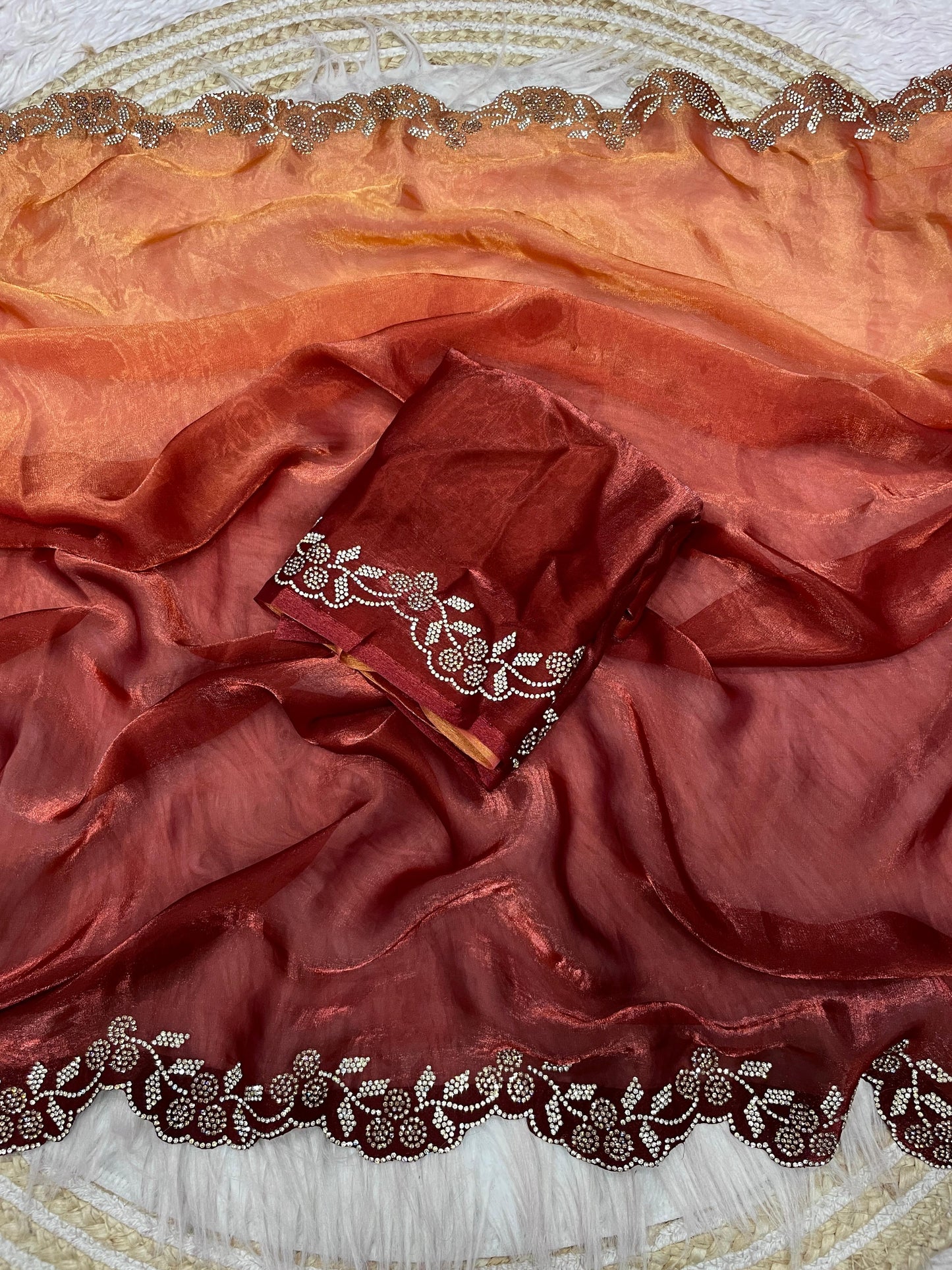 Space  Silk padding With Beautiful jarkhan Work