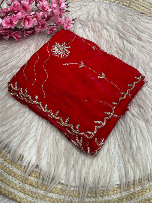 Space Silk Saree With Beautiful Khatli Cut Dana Handwork  saree