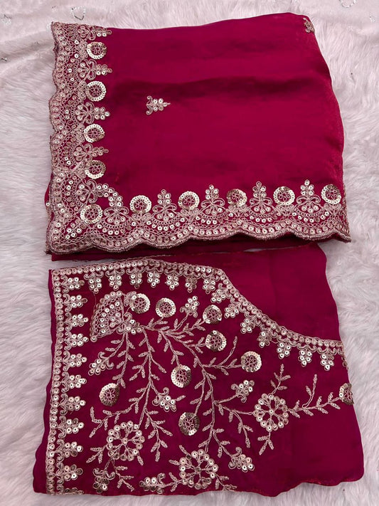 Graceful Fendy Silk Blooming Saree with sequence border