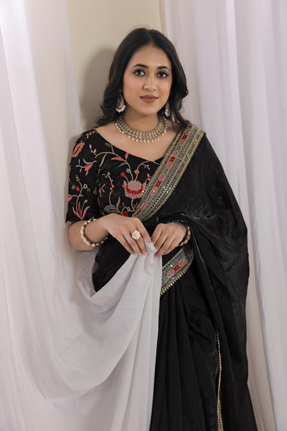 Beautiful multicolour thread and sequins embroidery work lace border