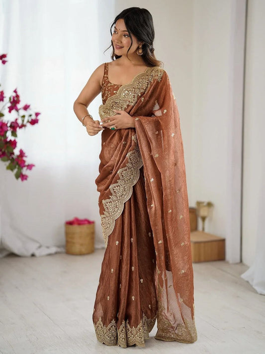 PRESENTING A SUPER HIT DESIGNER BEAUTIFUL PARTY WERE SAREE WITH 10 COLOR