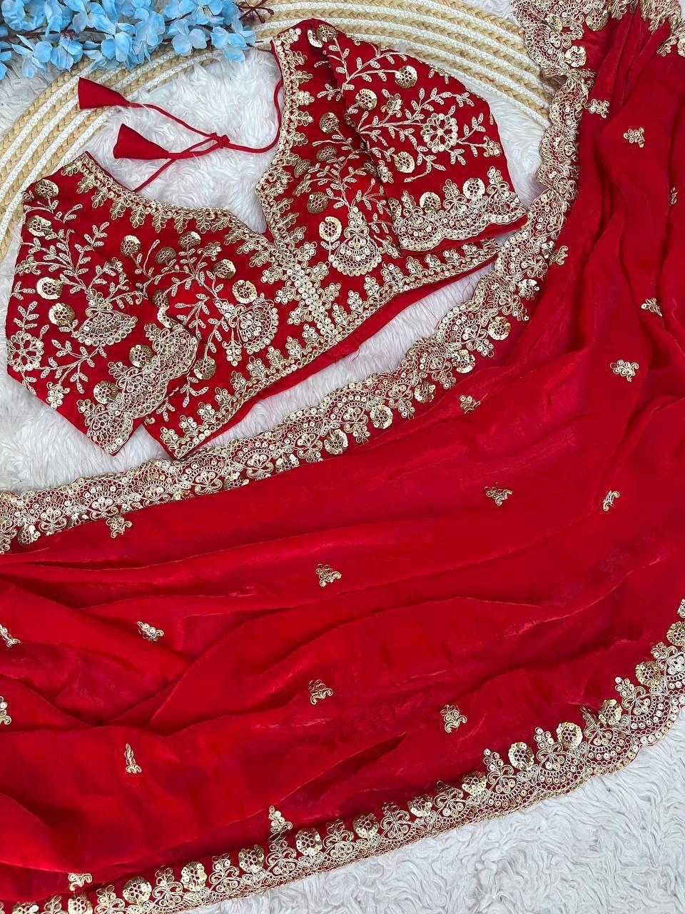 Graceful Fendy Silk Blooming Saree with sequence border